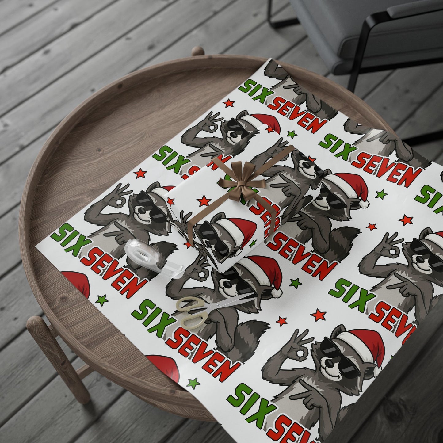 Christmas Raccoon Wrapping Paper – 'Six Seven' Holiday Gift Wrap