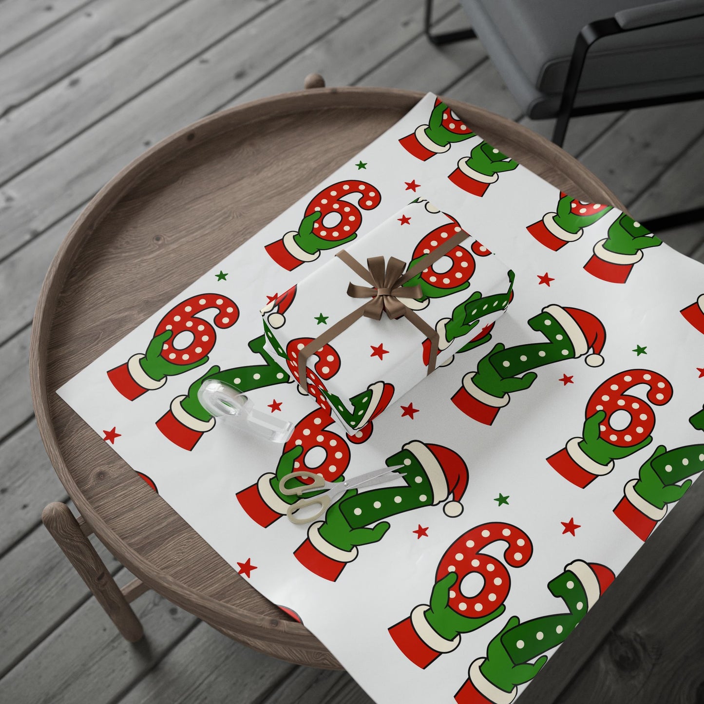Christmas Elf 67 Stocking Pattern Wrapping Paper – Festive Red & Green Holiday Gift Wrap