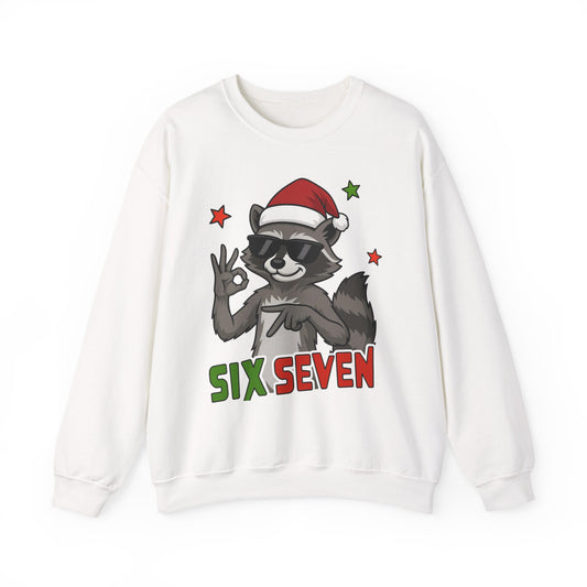 Christmas Raccoon 'Six Seven' Crewneck Sweatshirt