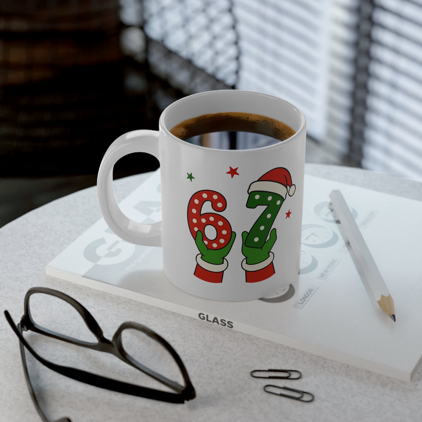 Christmas Number 6 7 Jumbo Mug — Festive Santa Hat Holiday Coffee Cup (20oz)