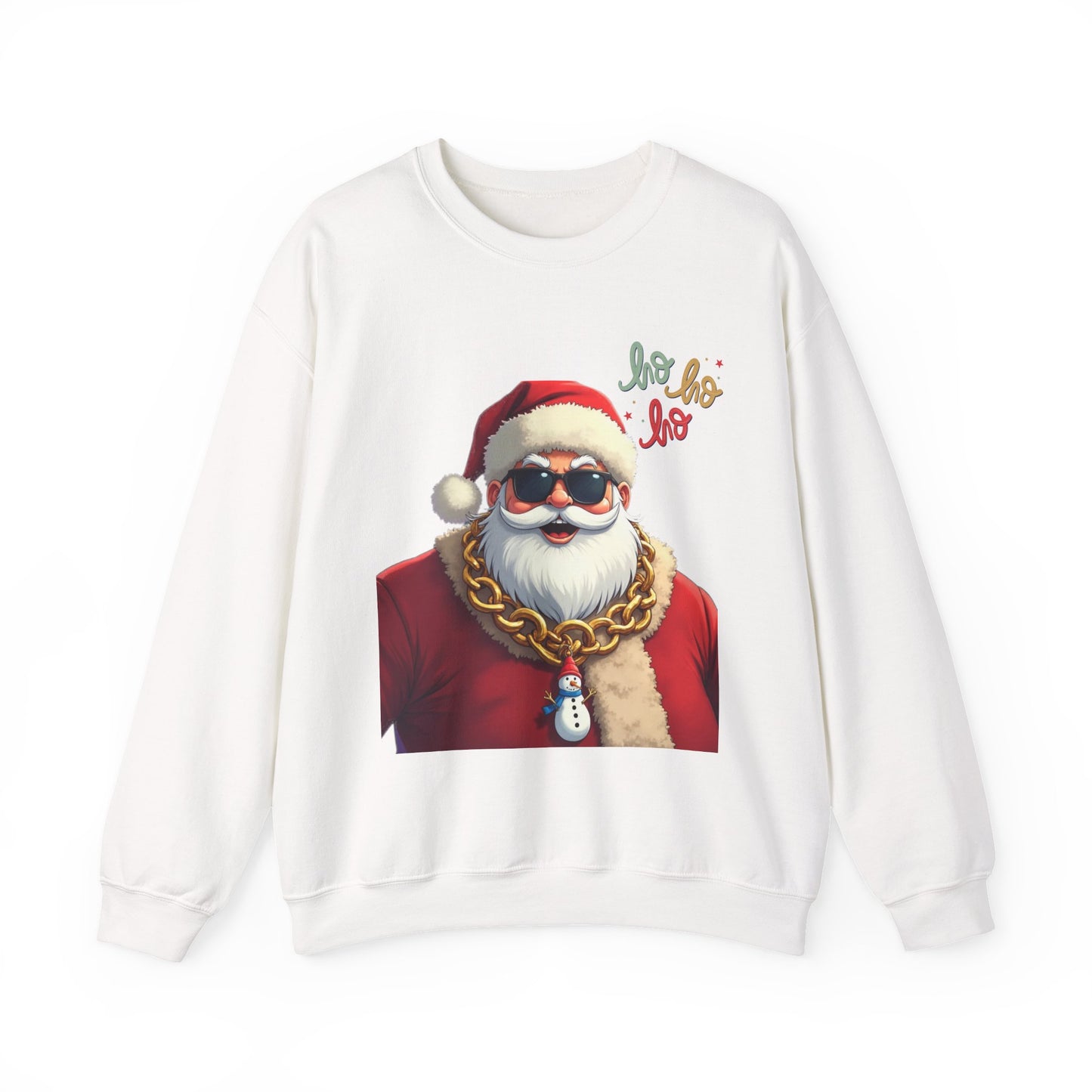 Santa with Gold Chain Crewneck Sweatshirt — Ho Ho Ho Holiday Pullover