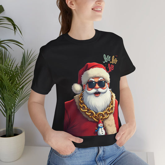 Cool Santa Graphic Tee — 'Ho Ho Ho' Sunglasses Santa Christmas T-Shirt