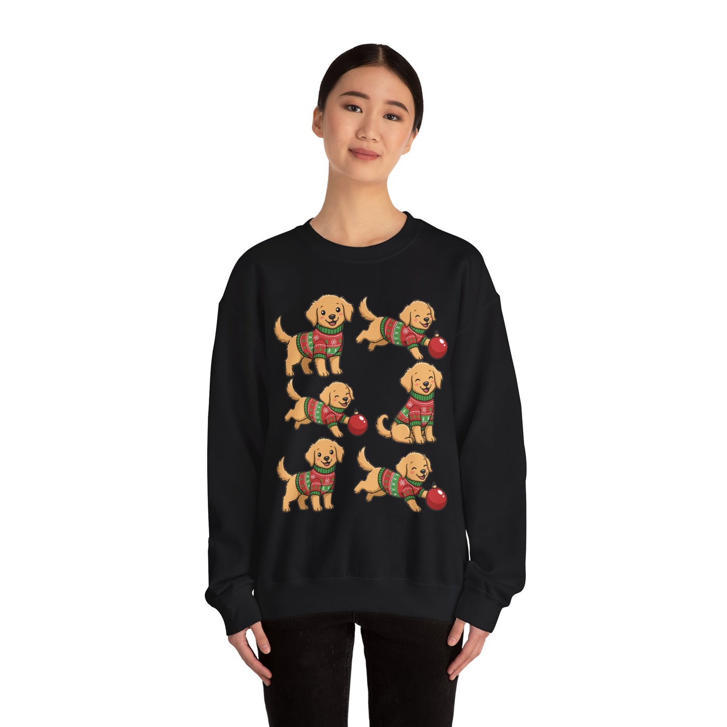 Golden Retriever Holiday Sweatshirt — Cute Puppies in Christmas Sweaters