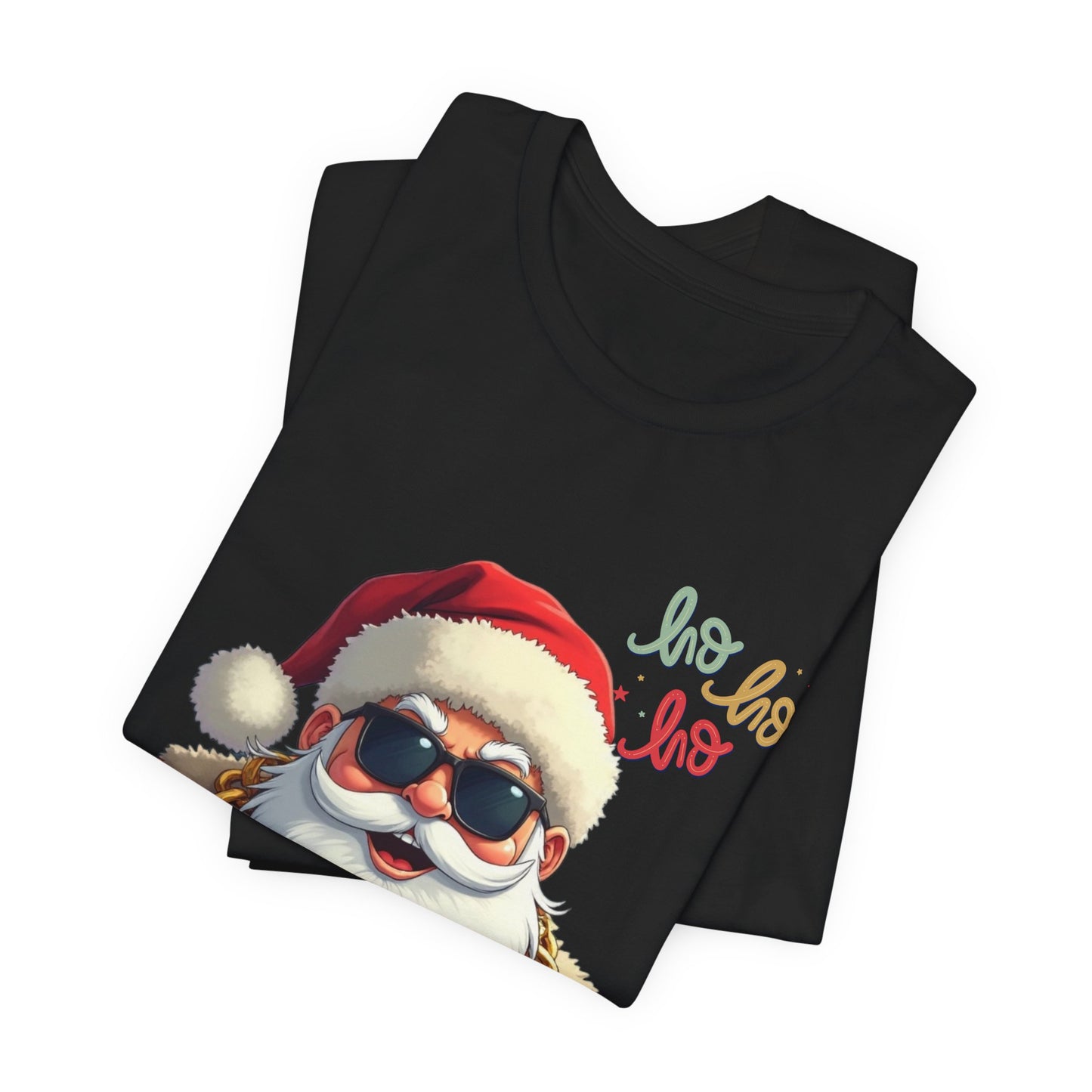 Cool Santa Graphic Tee — 'Ho Ho Ho' Sunglasses Santa Christmas T-Shirt