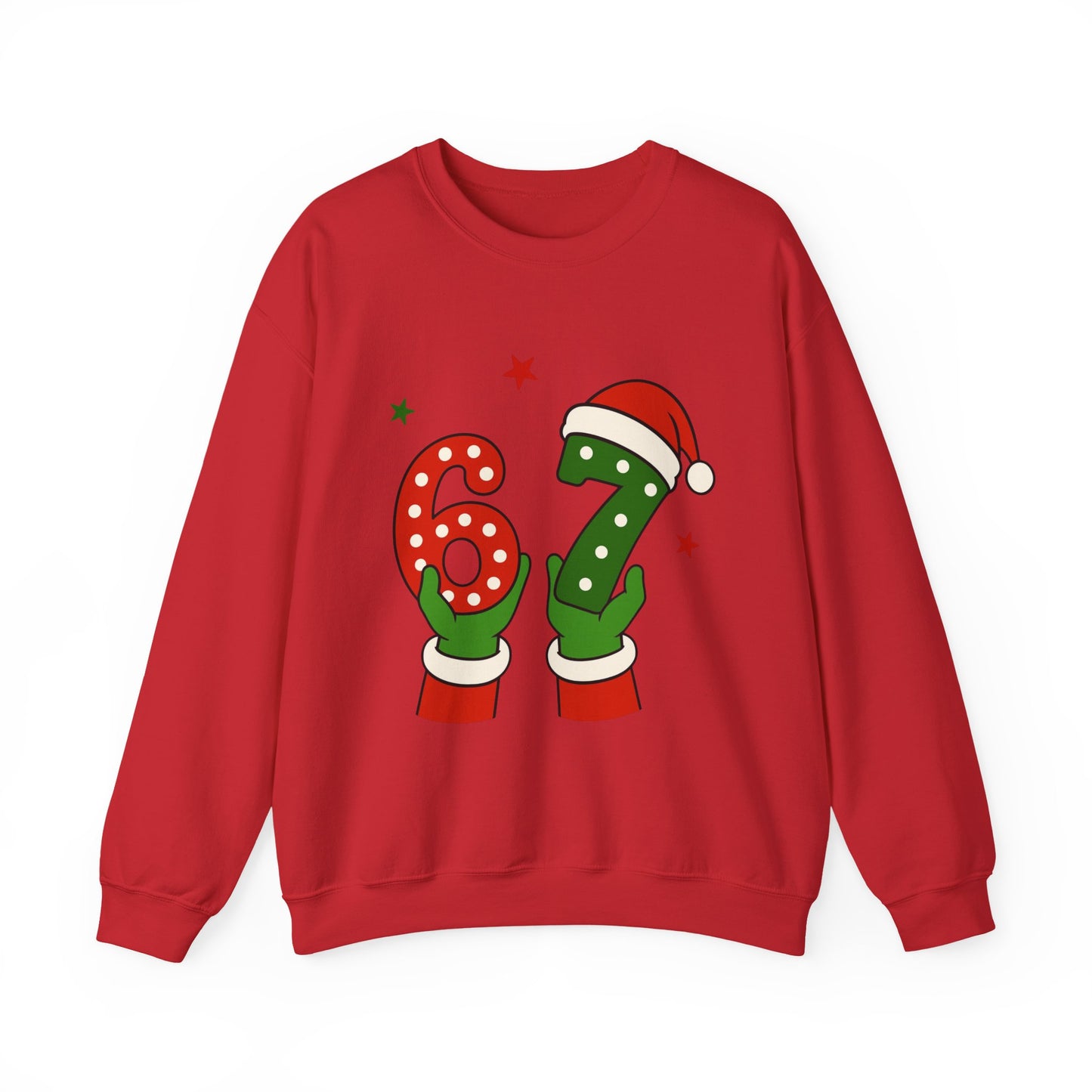 Holiday 67 Christmas Sweatshirt – Festive Santa Hat & Candy Cane Numbers Crewneck