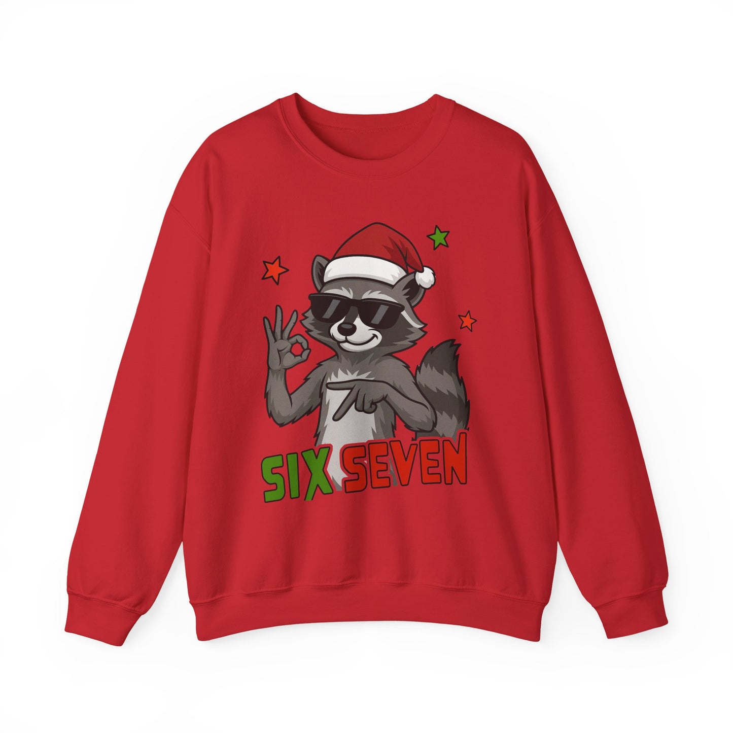 Christmas Raccoon 'Six Seven' Crewneck Sweatshirt