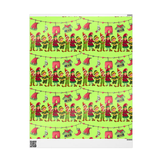 Christmas Elf Wrapping Paper - Cute Holiday Gift Wrap Roll