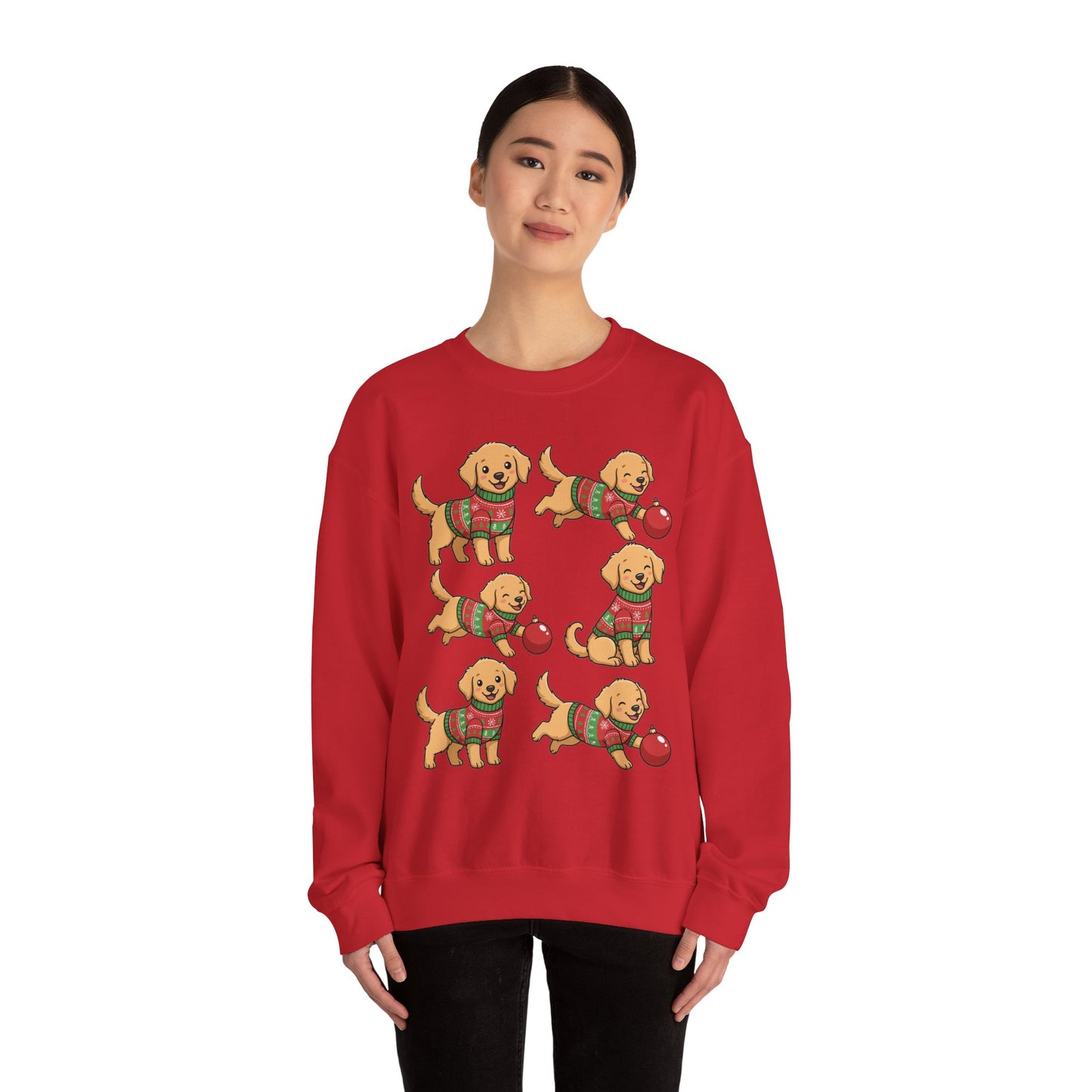 Golden Retriever Holiday Sweatshirt — Cute Puppies in Christmas Sweaters