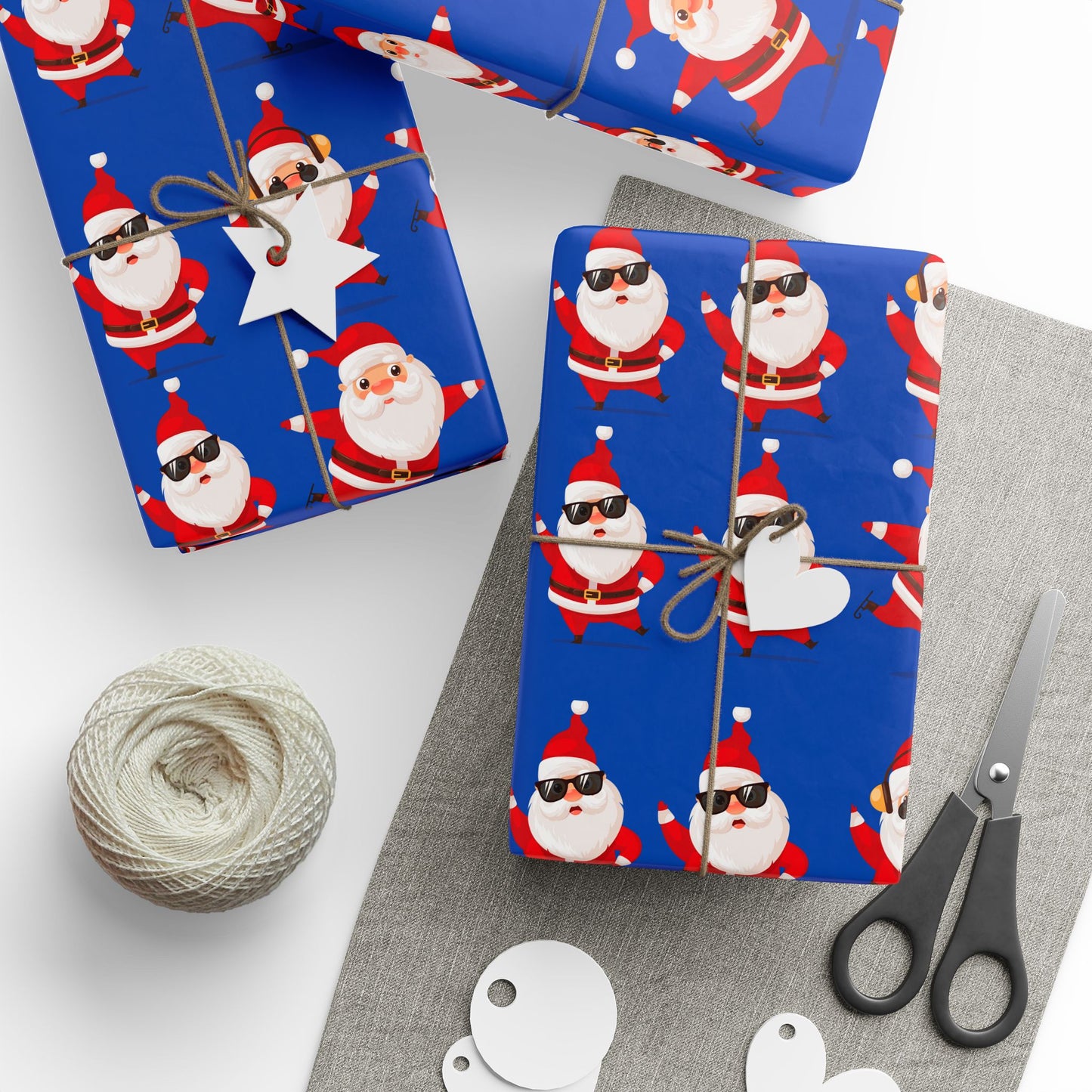 Santa Pattern Wrapping Paper – Retro Cool Sunglasses Santa Holiday Gift Wrap