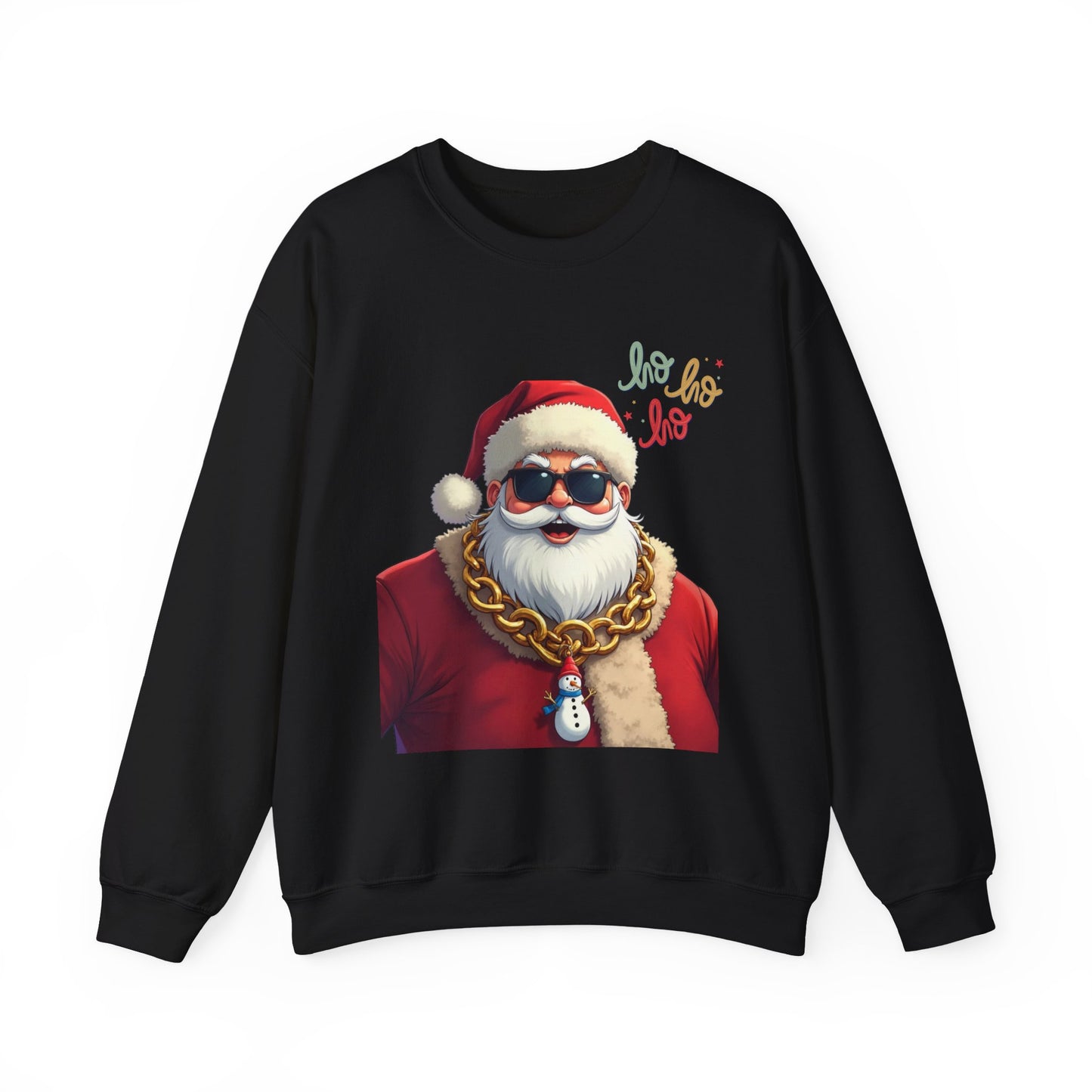 Santa with Gold Chain Crewneck Sweatshirt — Ho Ho Ho Holiday Pullover