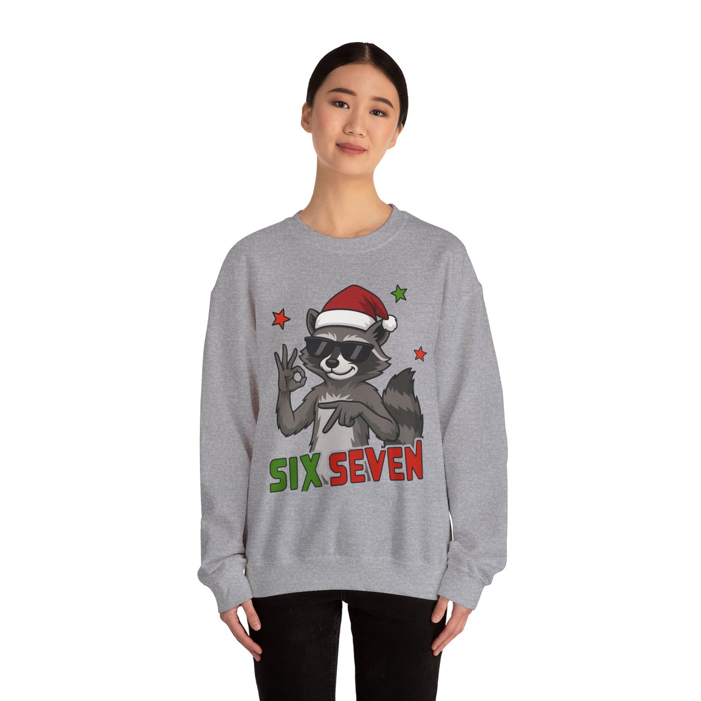 Christmas Raccoon 'Six Seven' Crewneck Sweatshirt