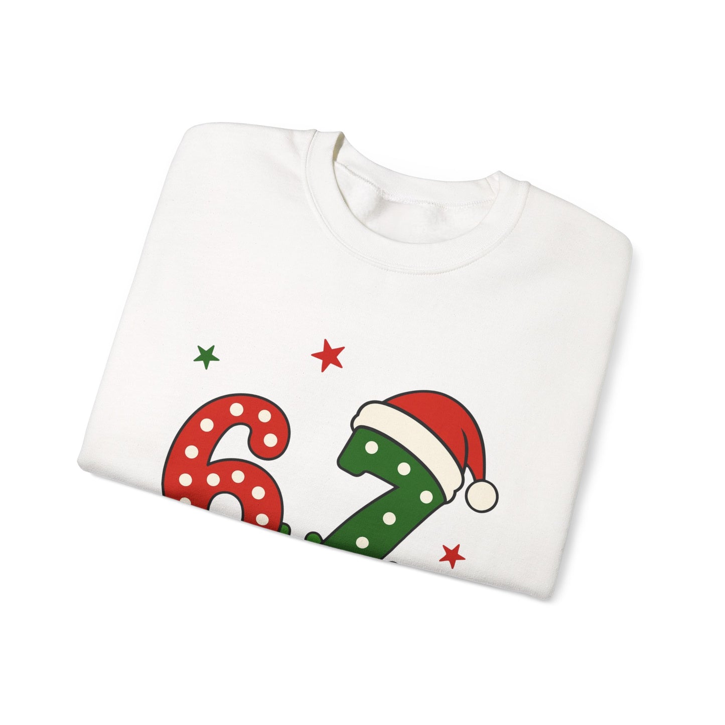 Holiday 67 Christmas Sweatshirt – Festive Santa Hat & Candy Cane Numbers Crewneck