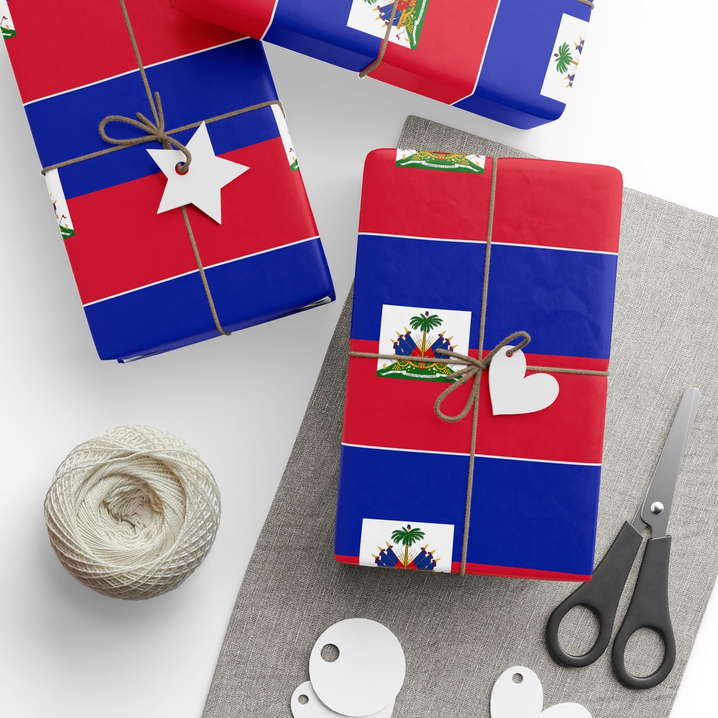 Haiti Flag Stripe Wrapping Paper – Red & Blue Gift Wrap with Haitian Coat of Arms