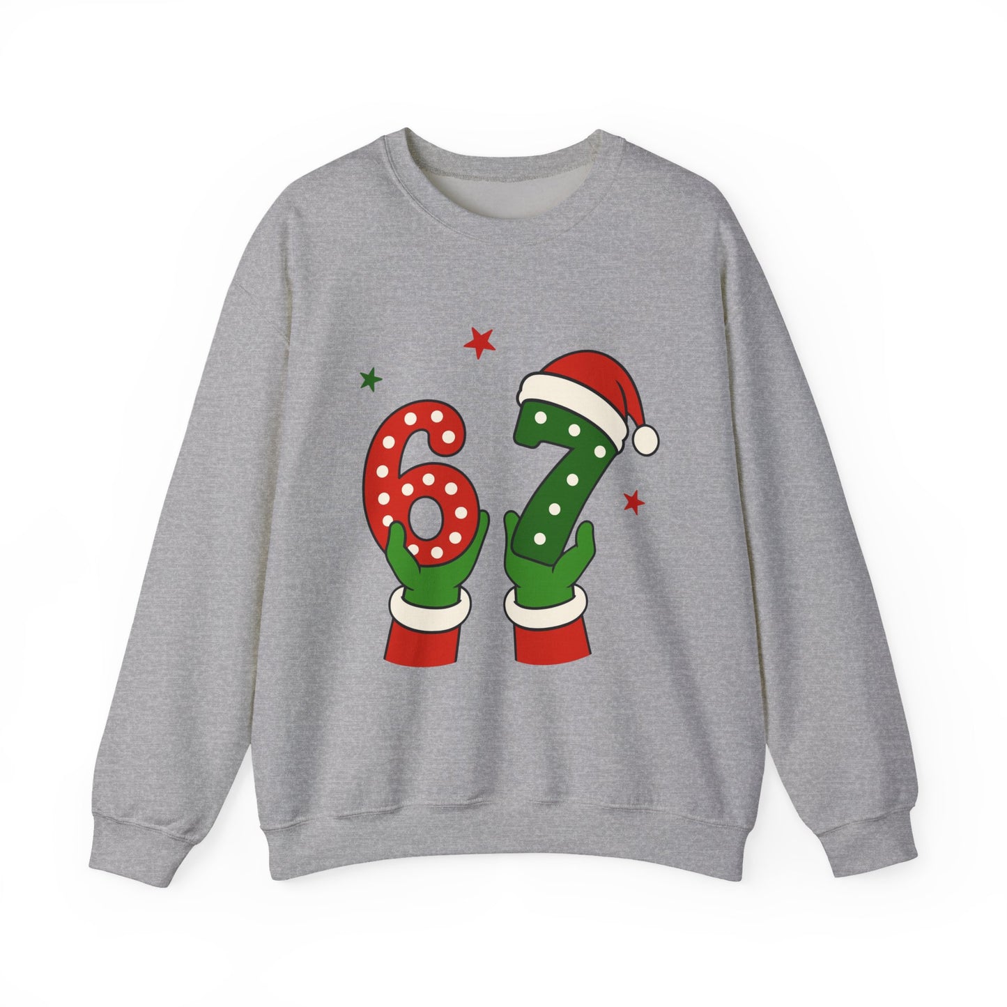 Holiday 67 Christmas Sweatshirt – Festive Santa Hat & Candy Cane Numbers Crewneck