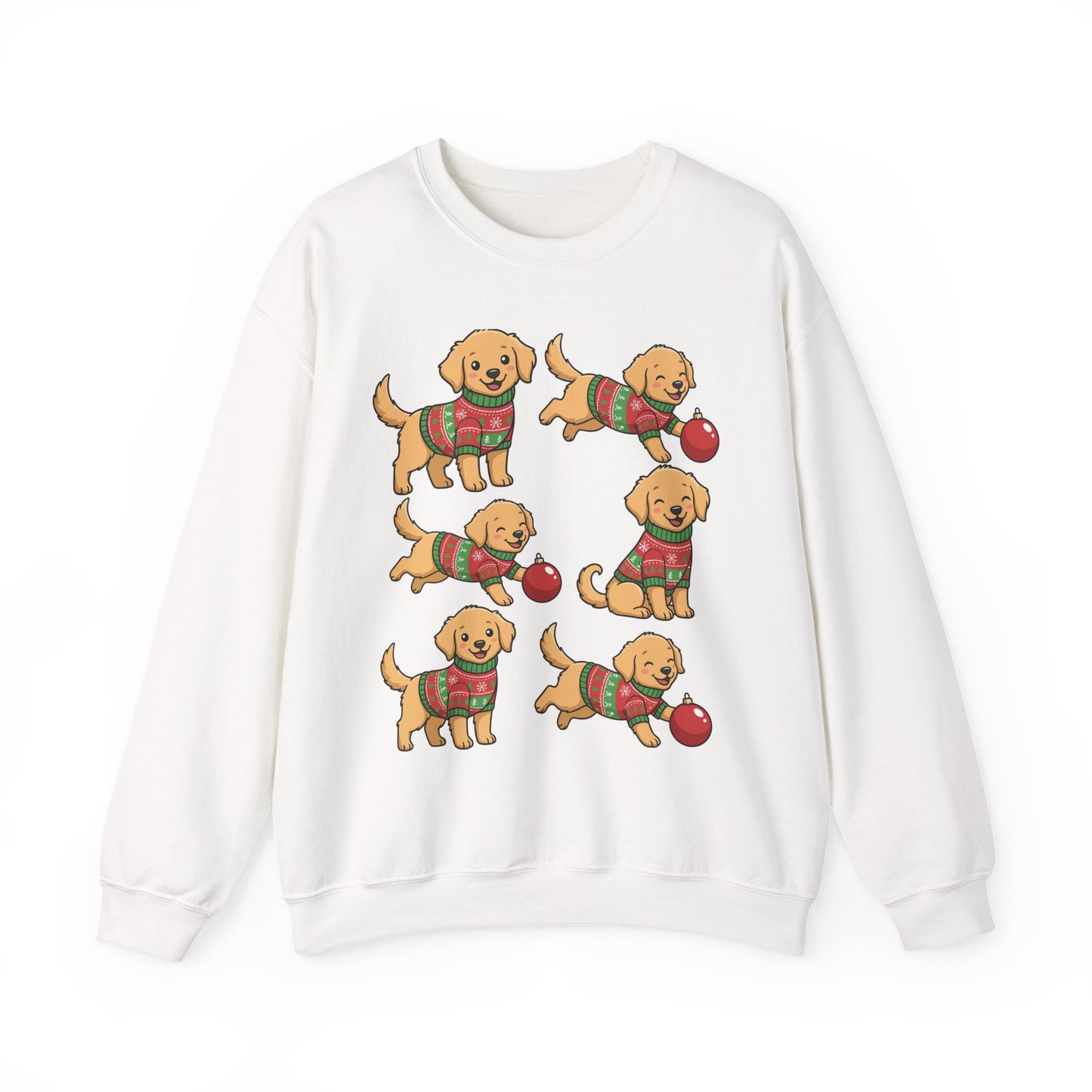 Golden Retriever Holiday Sweatshirt — Cute Puppies in Christmas Sweaters