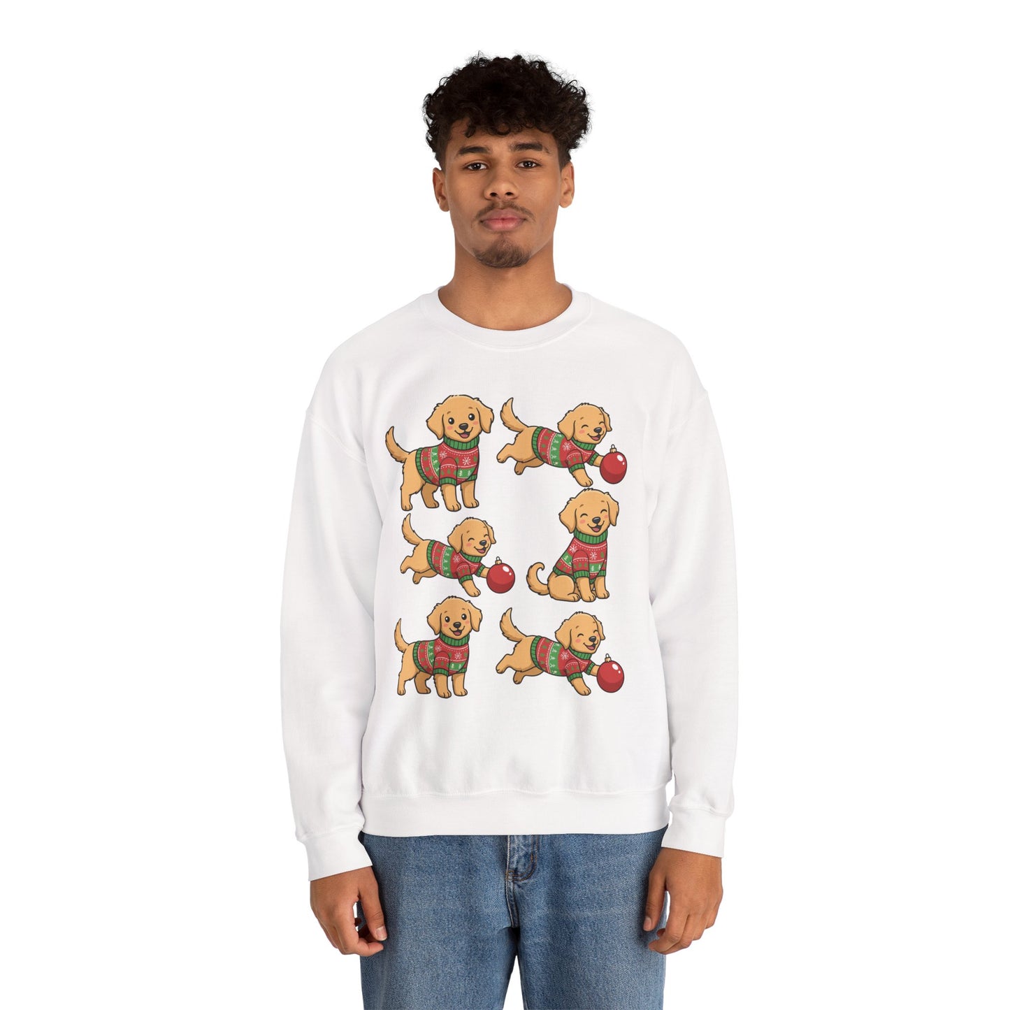 Golden Retriever Holiday Sweatshirt — Cute Puppies in Christmas Sweaters