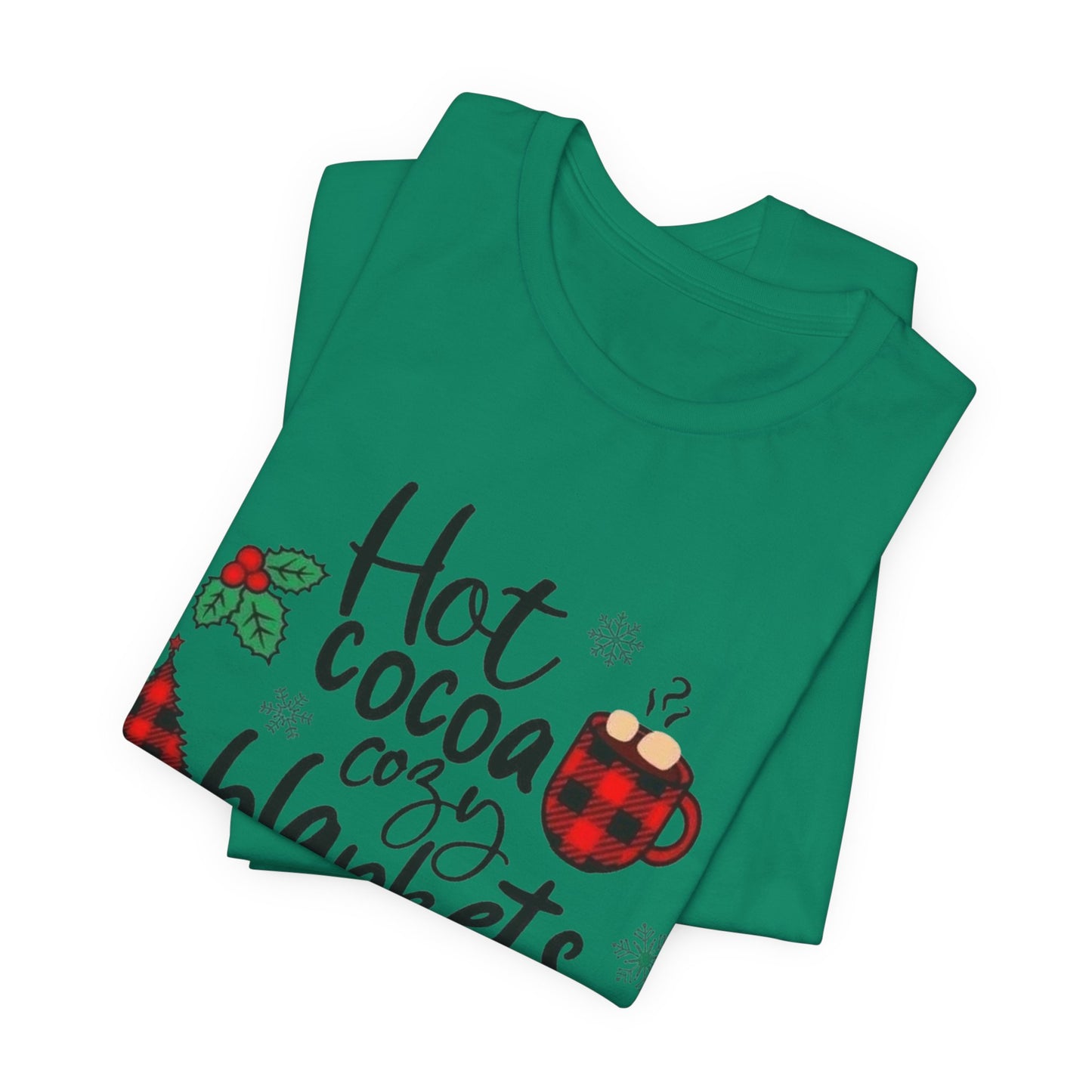 Christmas Tee – "Hot Cocoa, Cozy Blankets & Christmas Movies" Holiday Shirt