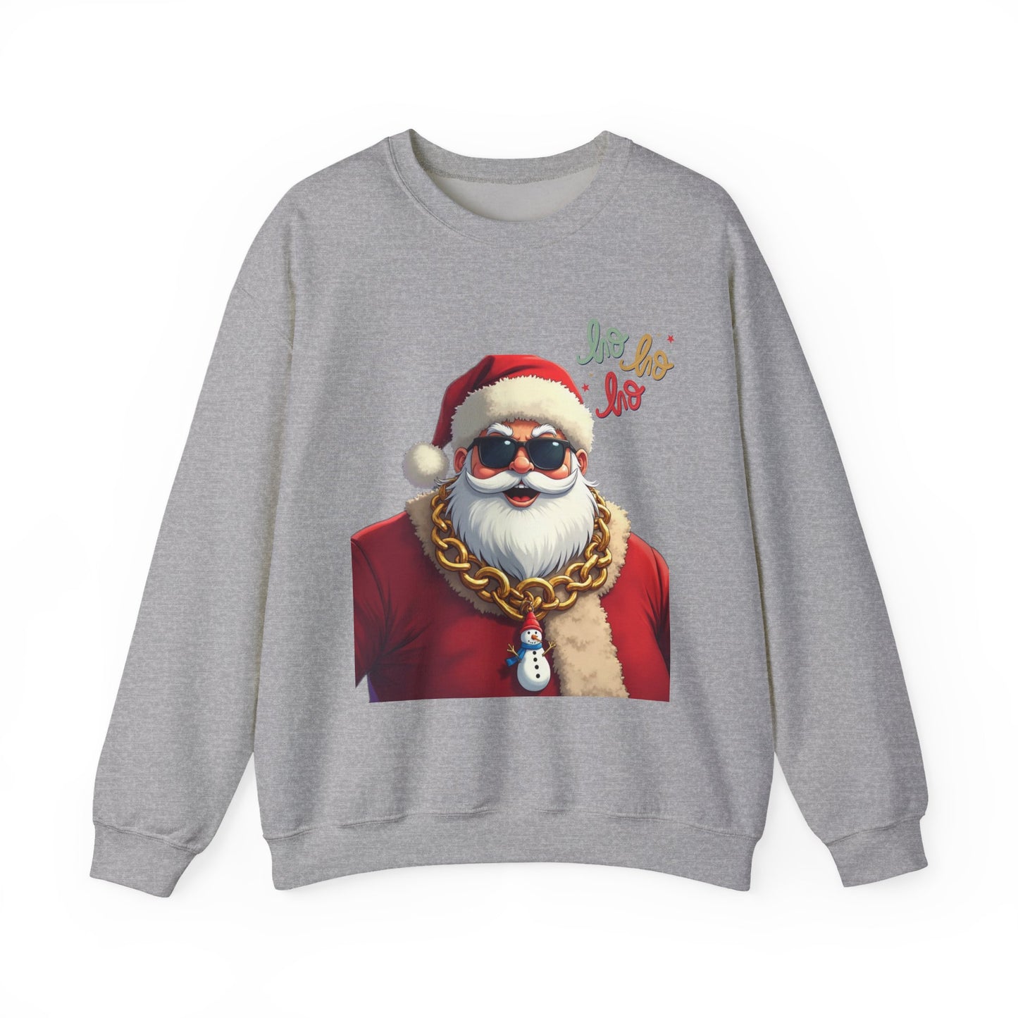 Santa with Gold Chain Crewneck Sweatshirt — Ho Ho Ho Holiday Pullover