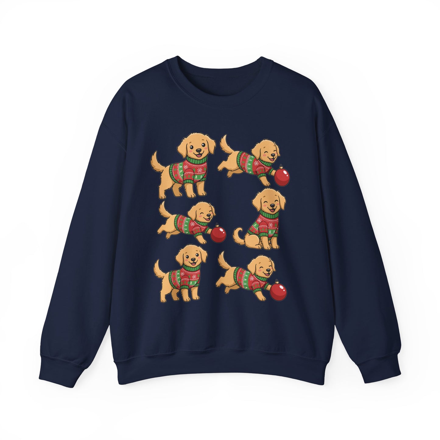 Golden Retriever Holiday Sweatshirt — Cute Puppies in Christmas Sweaters