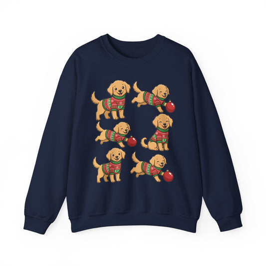 Golden Retriever Holiday Sweatshirt — Cute Puppies in Christmas Sweaters