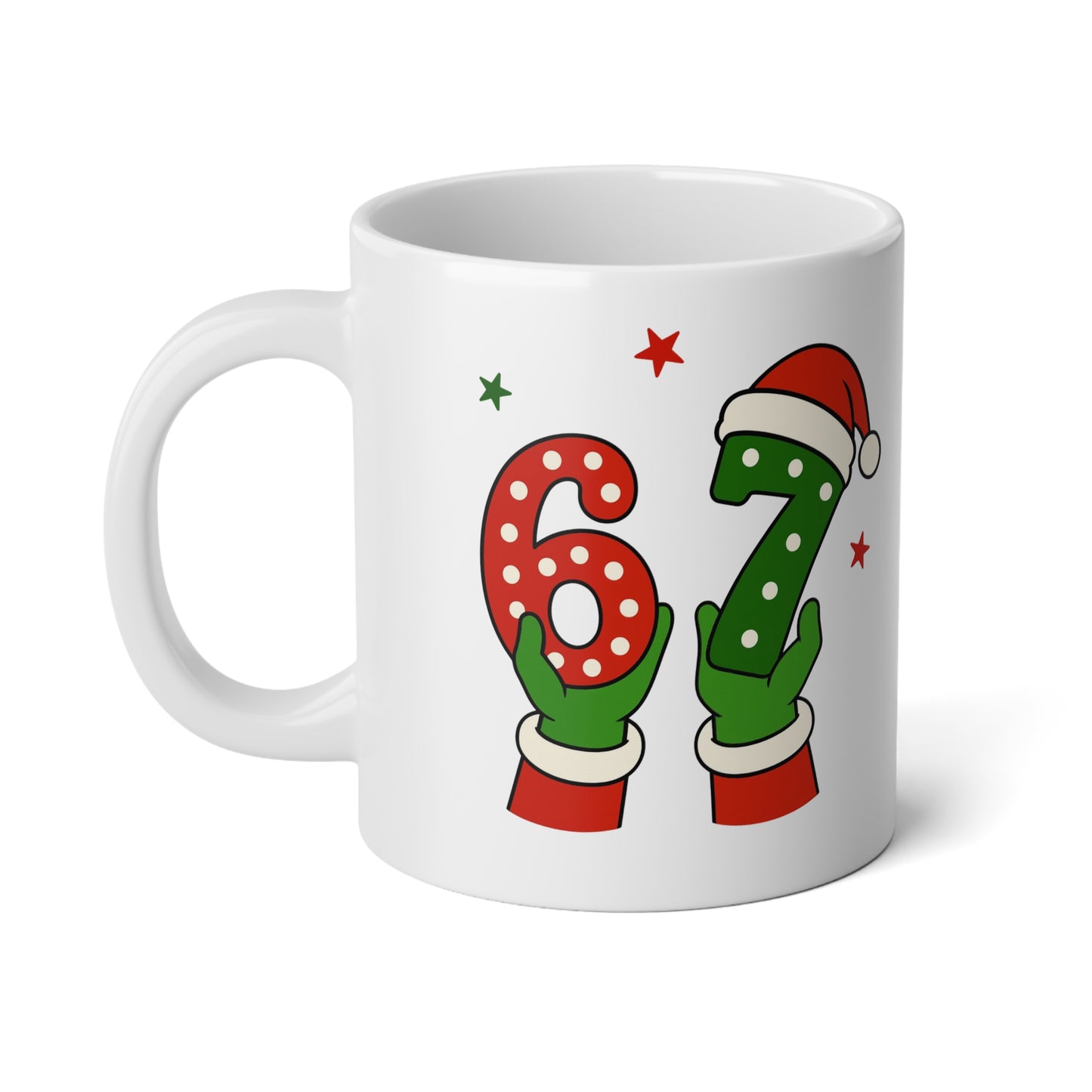 Christmas Number 6 7  Jumbo Mug — Festive Santa Hat Holiday Coffee Cup (20oz)