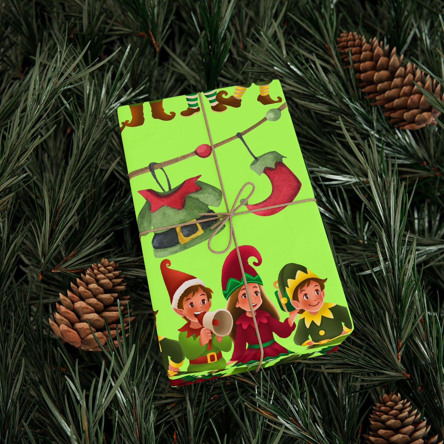 Christmas Elf Wrapping Paper - Cute Holiday Gift Wrap Roll