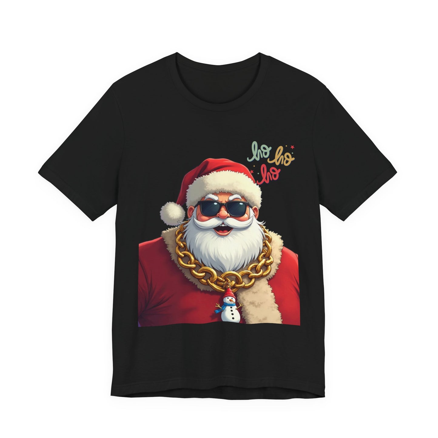 Cool Santa Graphic Tee — 'Ho Ho Ho' Sunglasses Santa Christmas T-Shirt