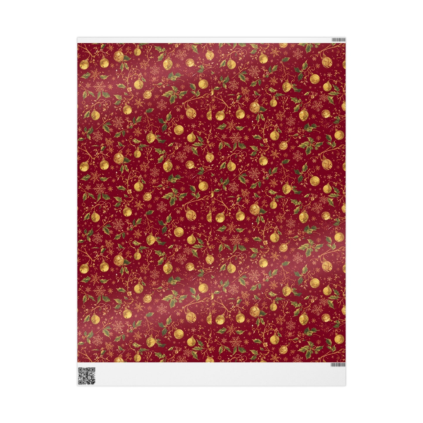 Holiday Ornament Wrapping Paper — Red & Gold Bauble Pattern