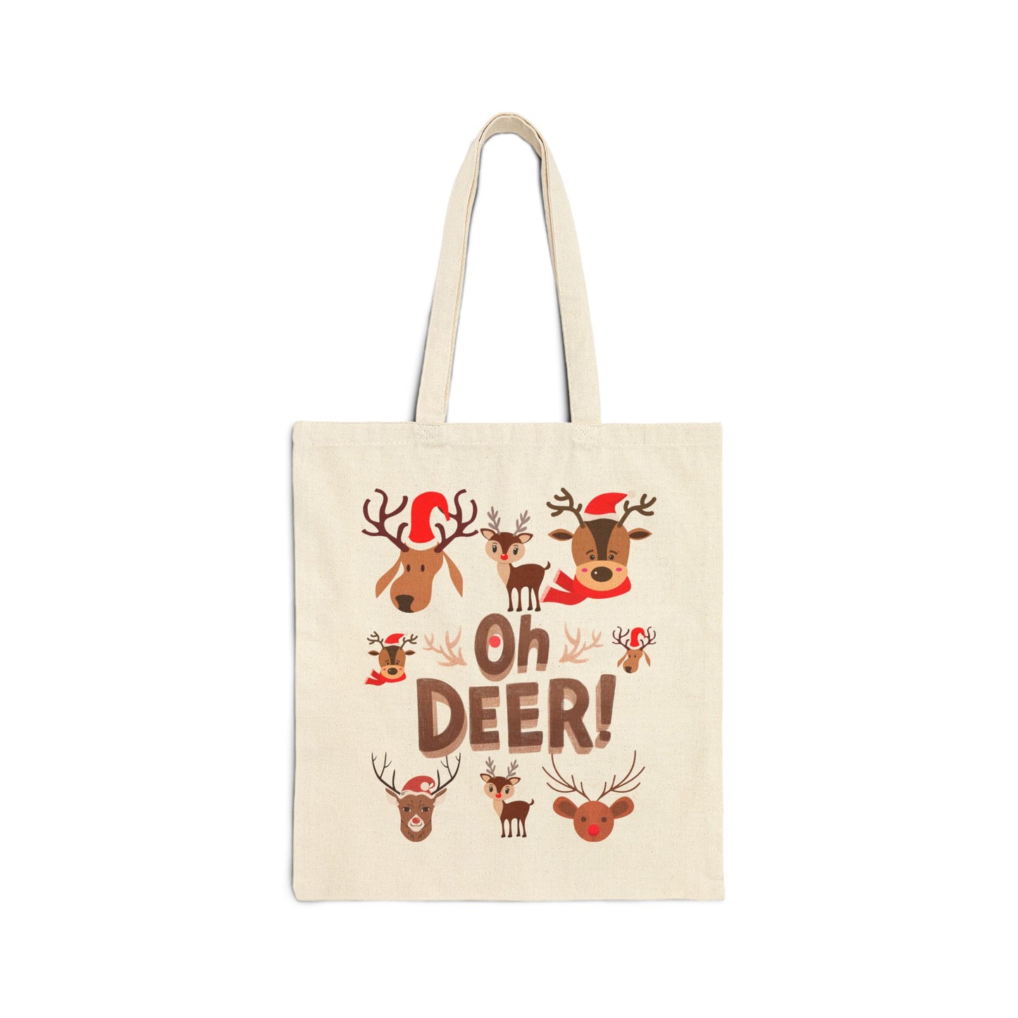 Tote Bag — 'Oh Deer!' Cute Christmas Reindeer Canvas Tote
