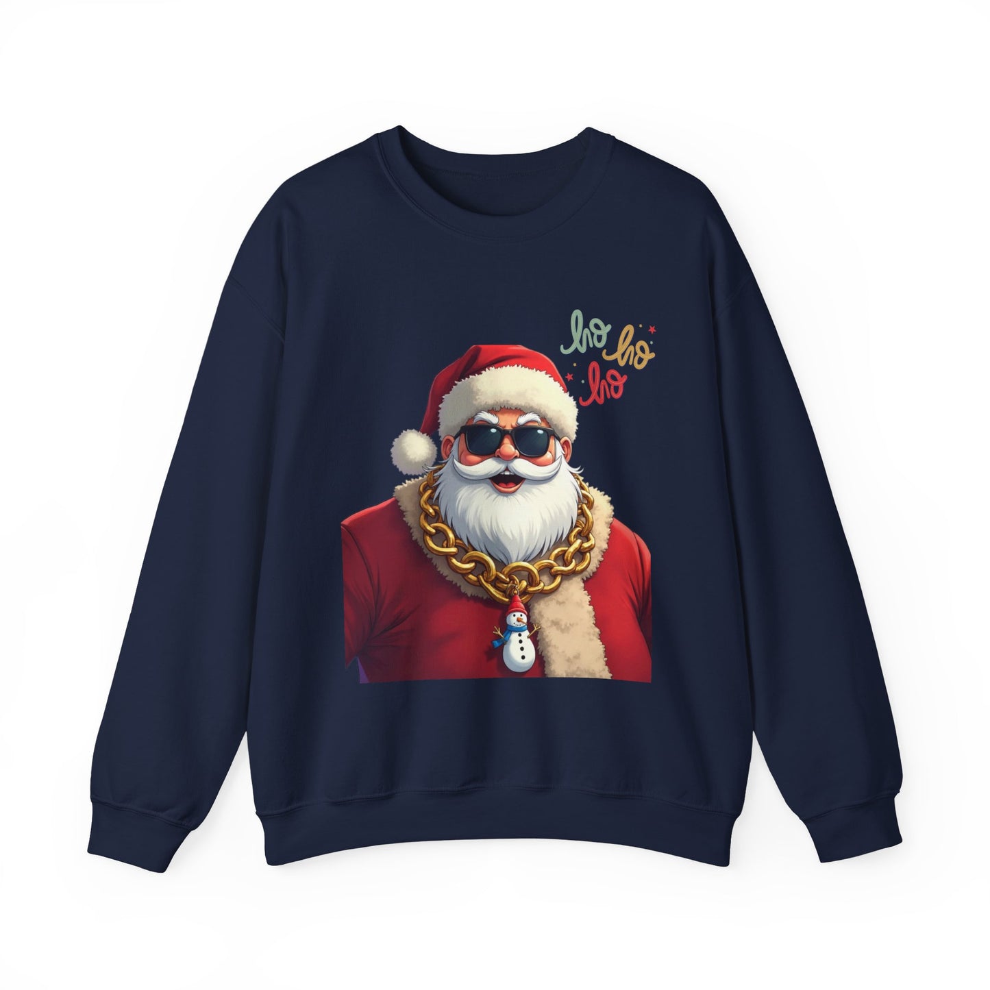 Santa with Gold Chain Crewneck Sweatshirt — Ho Ho Ho Holiday Pullover