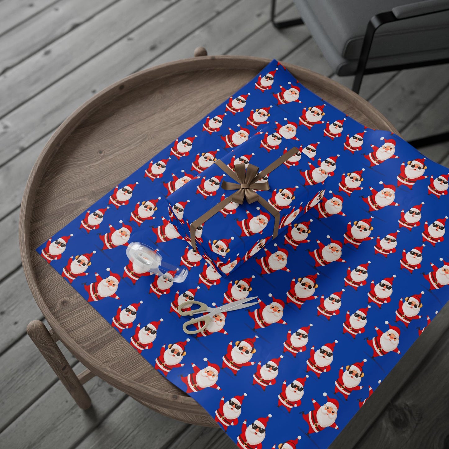 Santa Pattern Wrapping Paper – Retro Cool Sunglasses Santa Holiday Gift Wrap