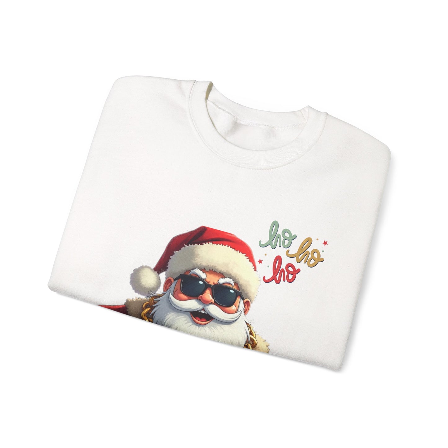 Santa with Gold Chain Crewneck Sweatshirt — Ho Ho Ho Holiday Pullover