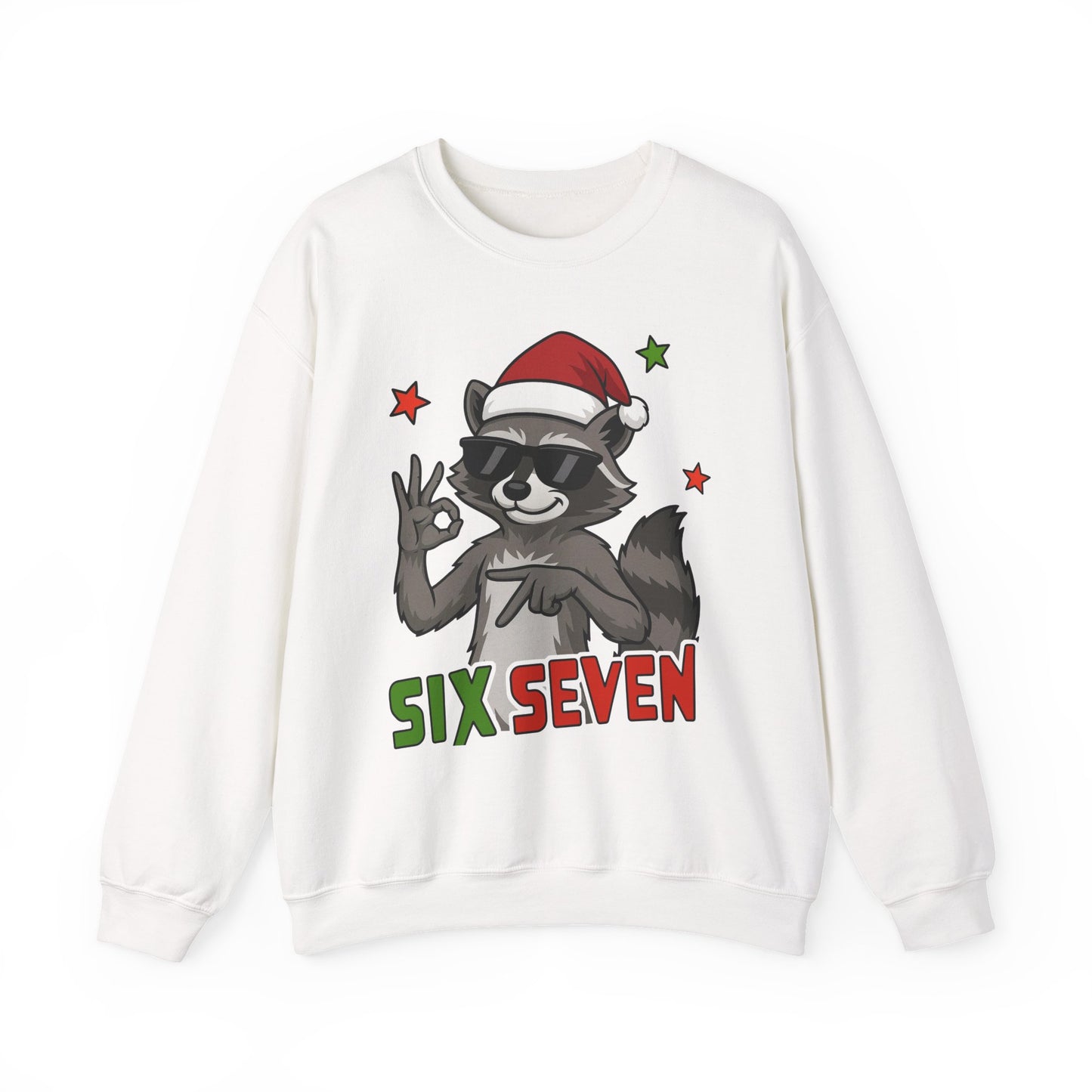 Christmas Raccoon 'Six Seven' Crewneck Sweatshirt