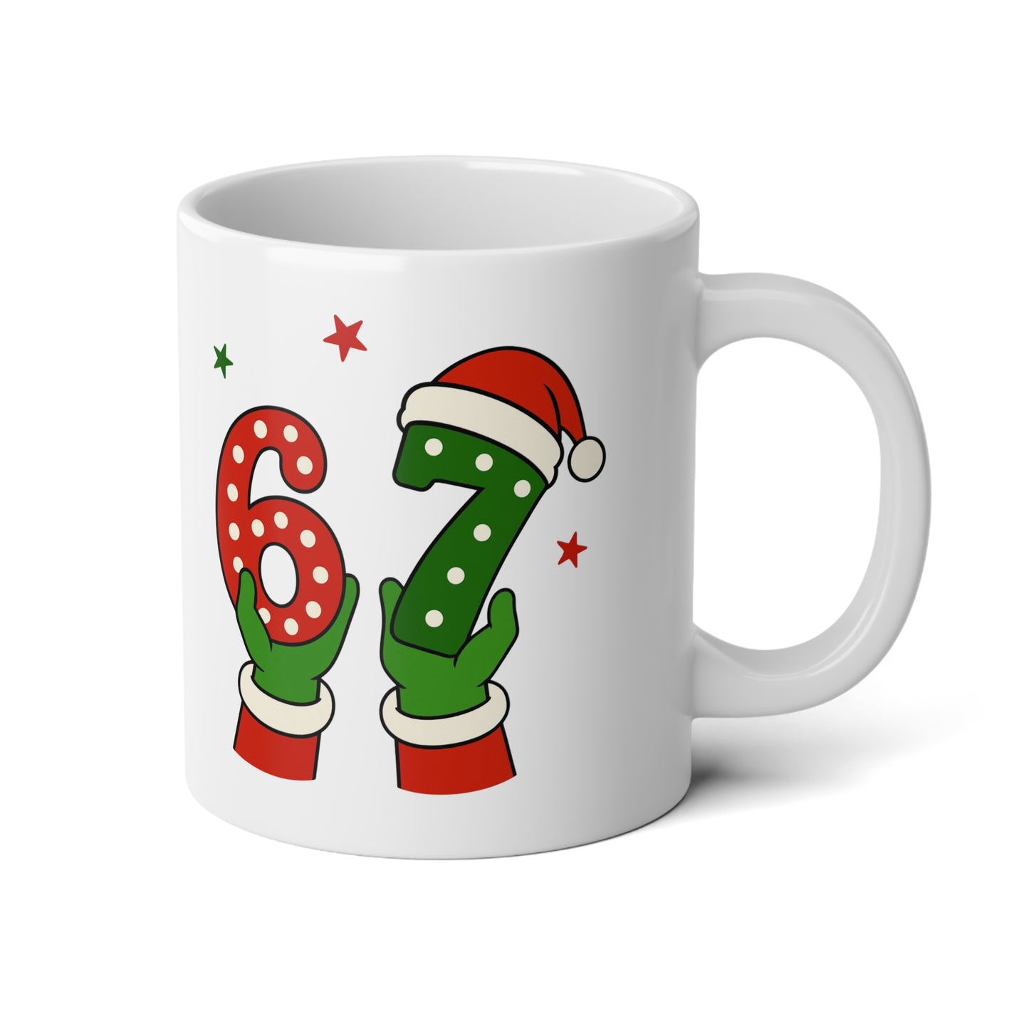 Christmas Number 6 7  Jumbo Mug — Festive Santa Hat Holiday Coffee Cup (20oz)