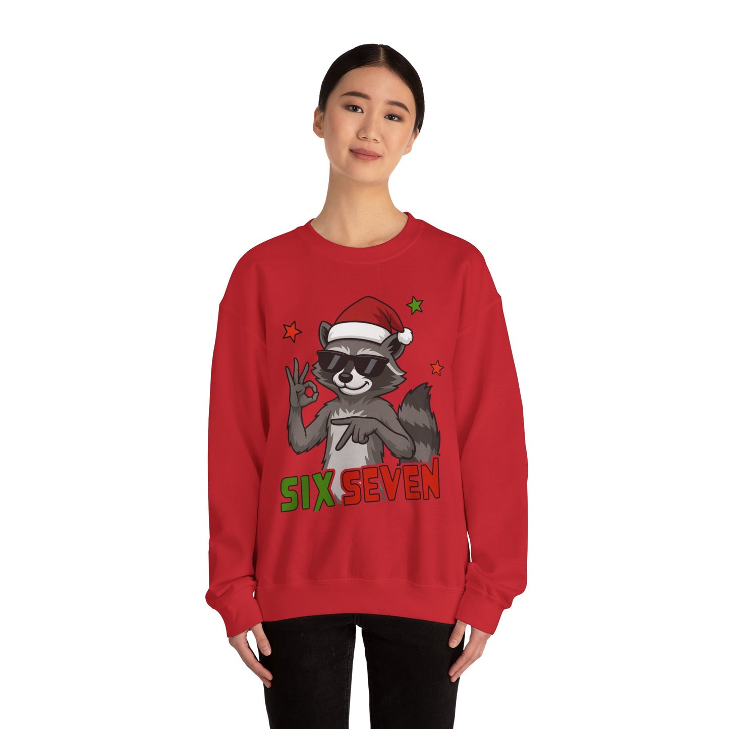 Christmas Raccoon 'Six Seven' Crewneck Sweatshirt