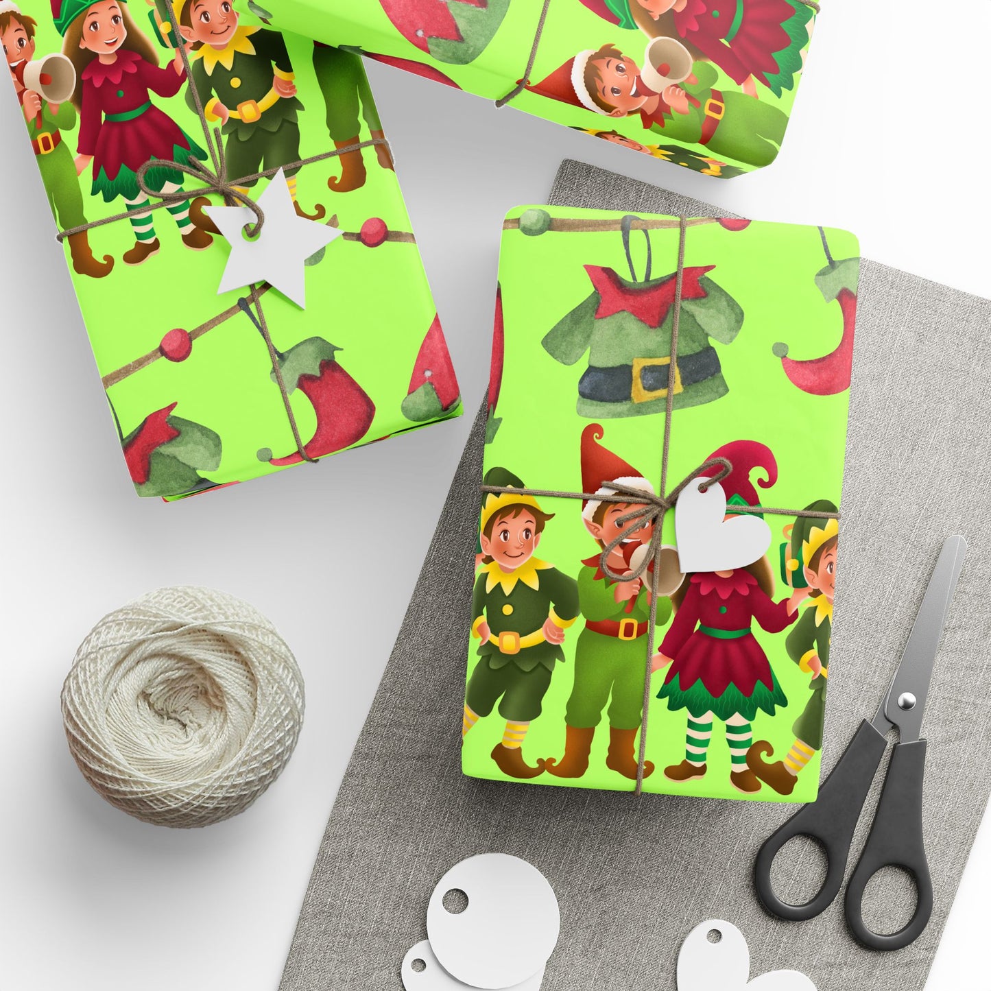 Christmas Elf Wrapping Paper - Cute Holiday Gift Wrap Roll