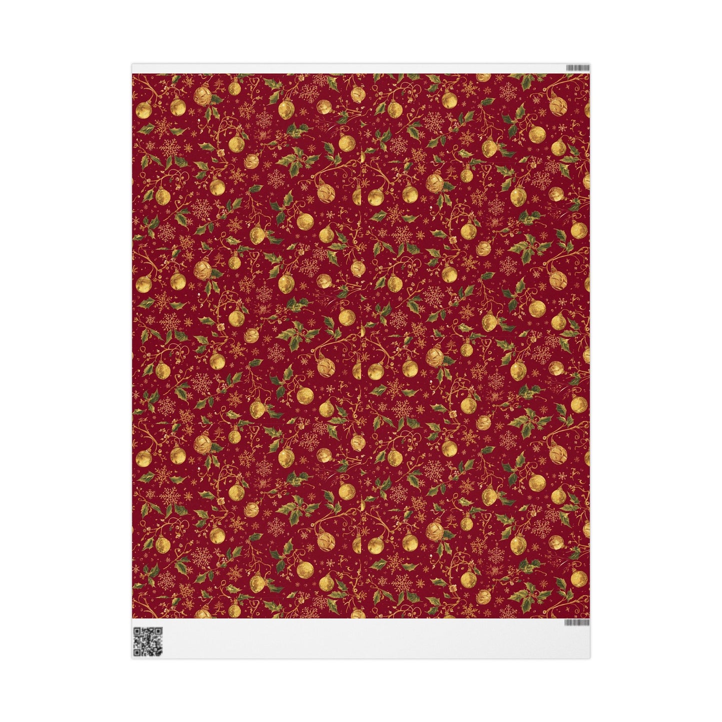 Holiday Ornament Wrapping Paper — Red & Gold Bauble Pattern