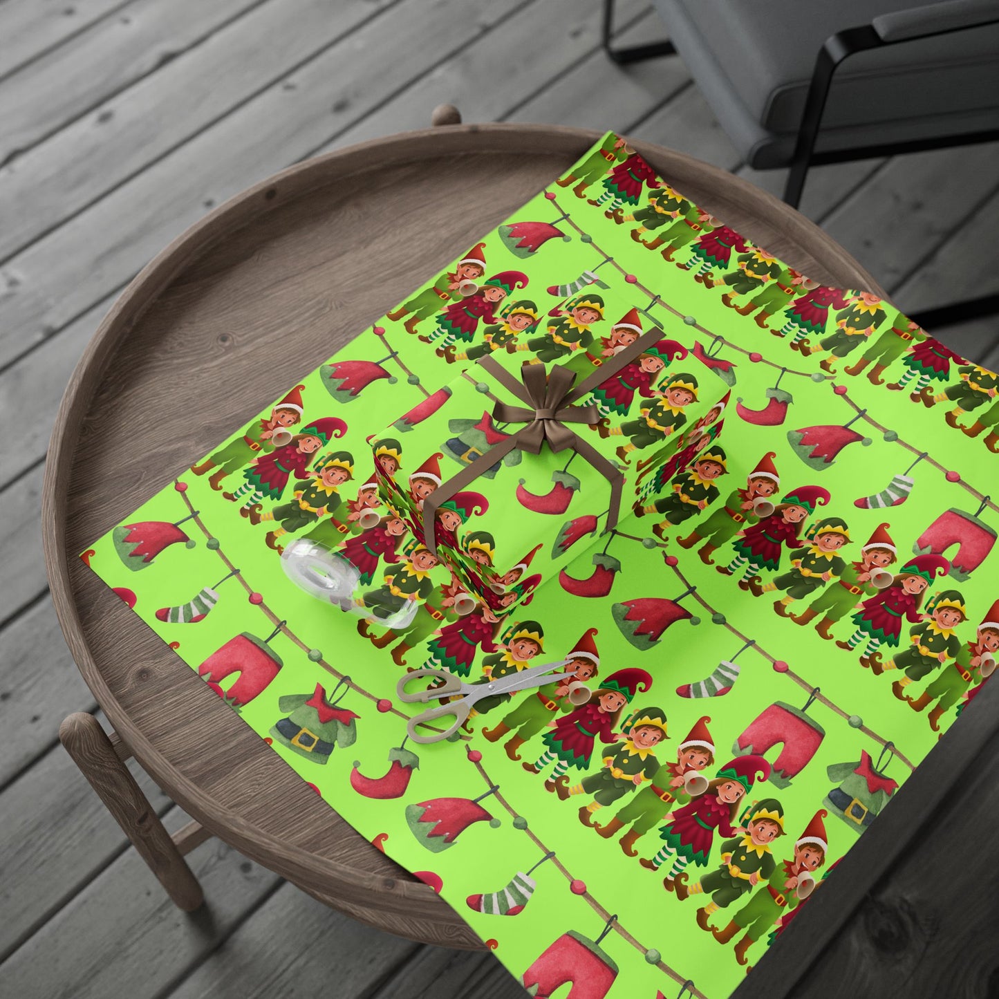 Christmas Elf Wrapping Paper - Cute Holiday Gift Wrap Roll