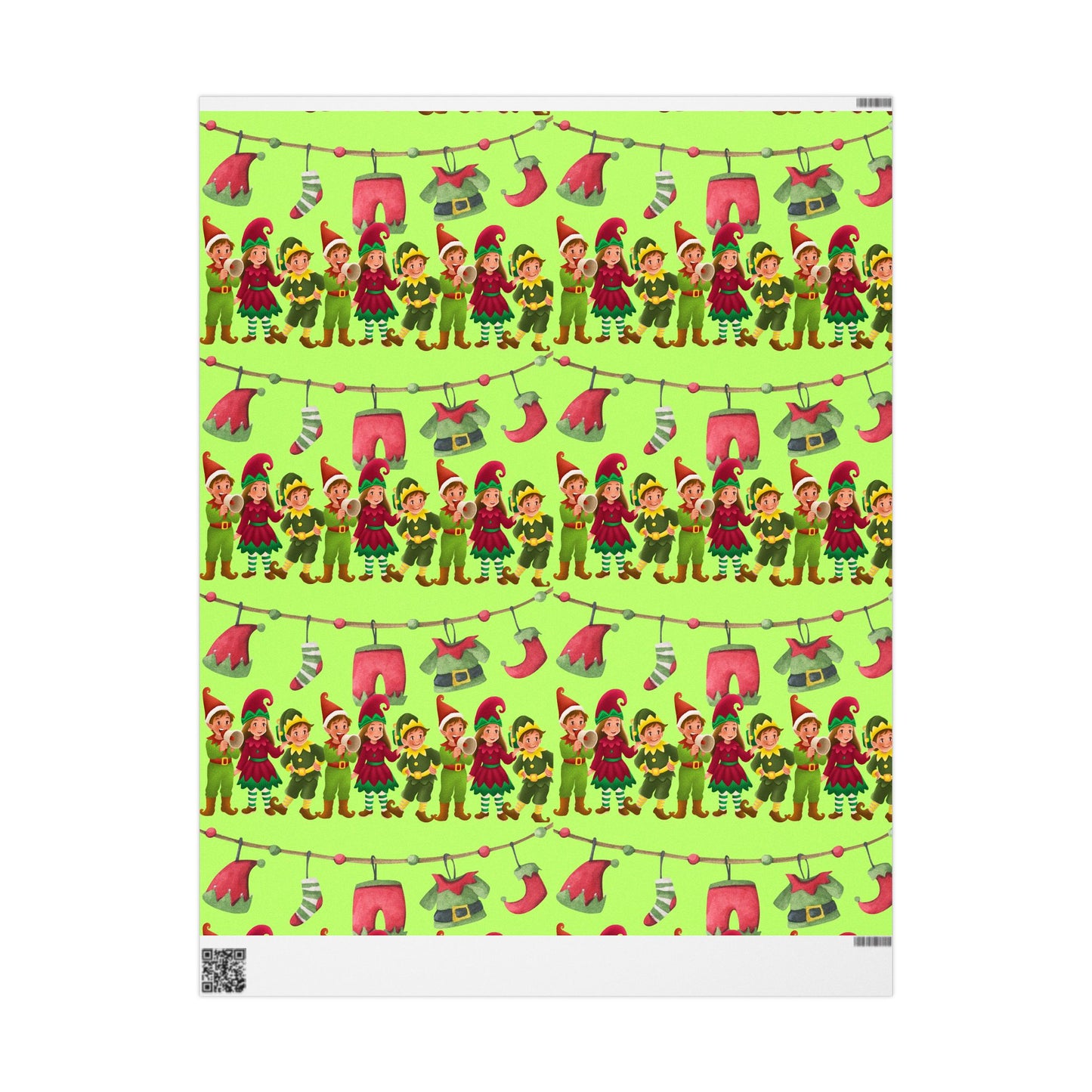 Christmas Elf Wrapping Paper - Cute Holiday Gift Wrap Roll