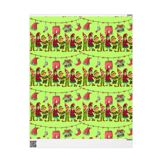 Christmas Elf Wrapping Paper - Cute Holiday Gift Wrap Roll