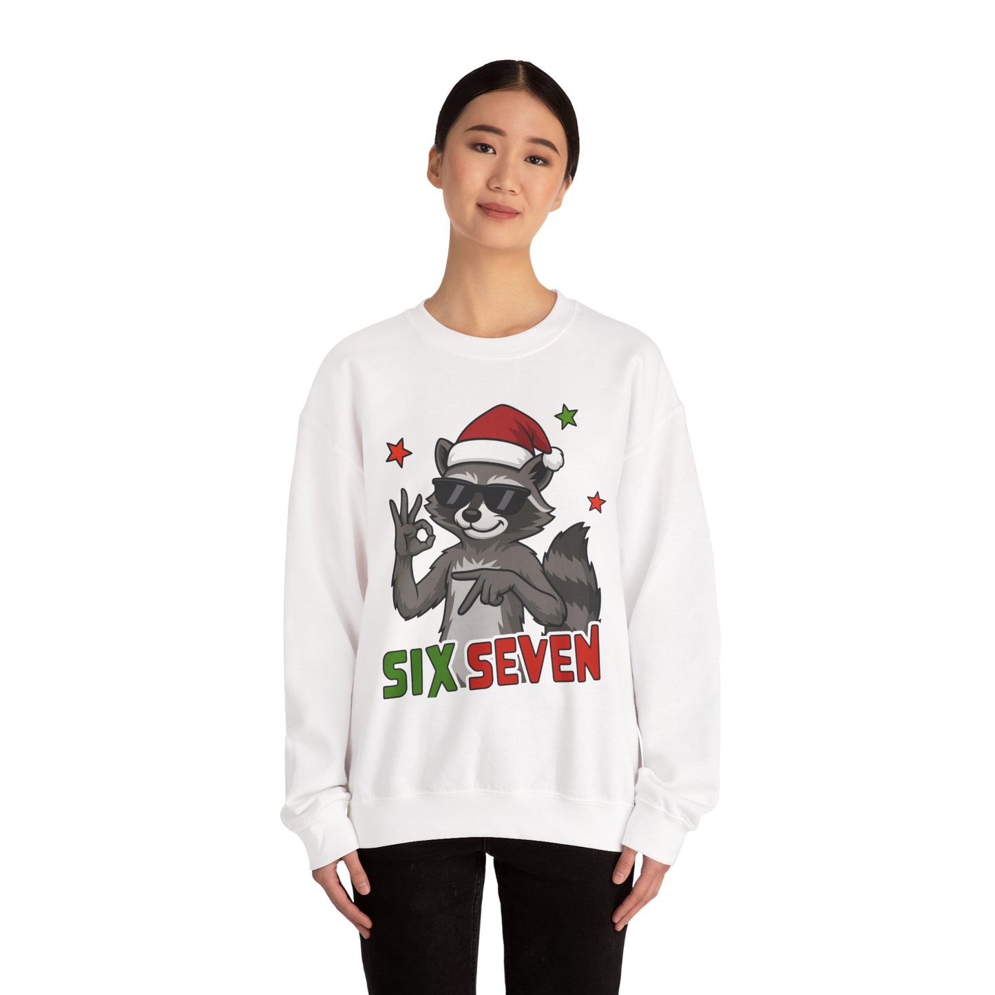 Christmas Raccoon 'Six Seven' Crewneck Sweatshirt