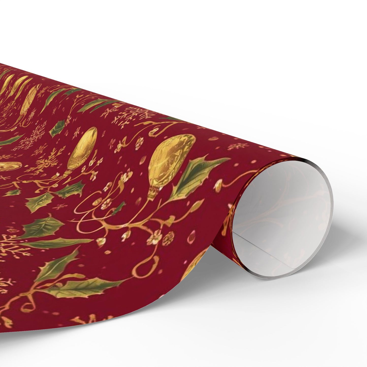 Holiday Ornament Wrapping Paper — Red & Gold Bauble Pattern