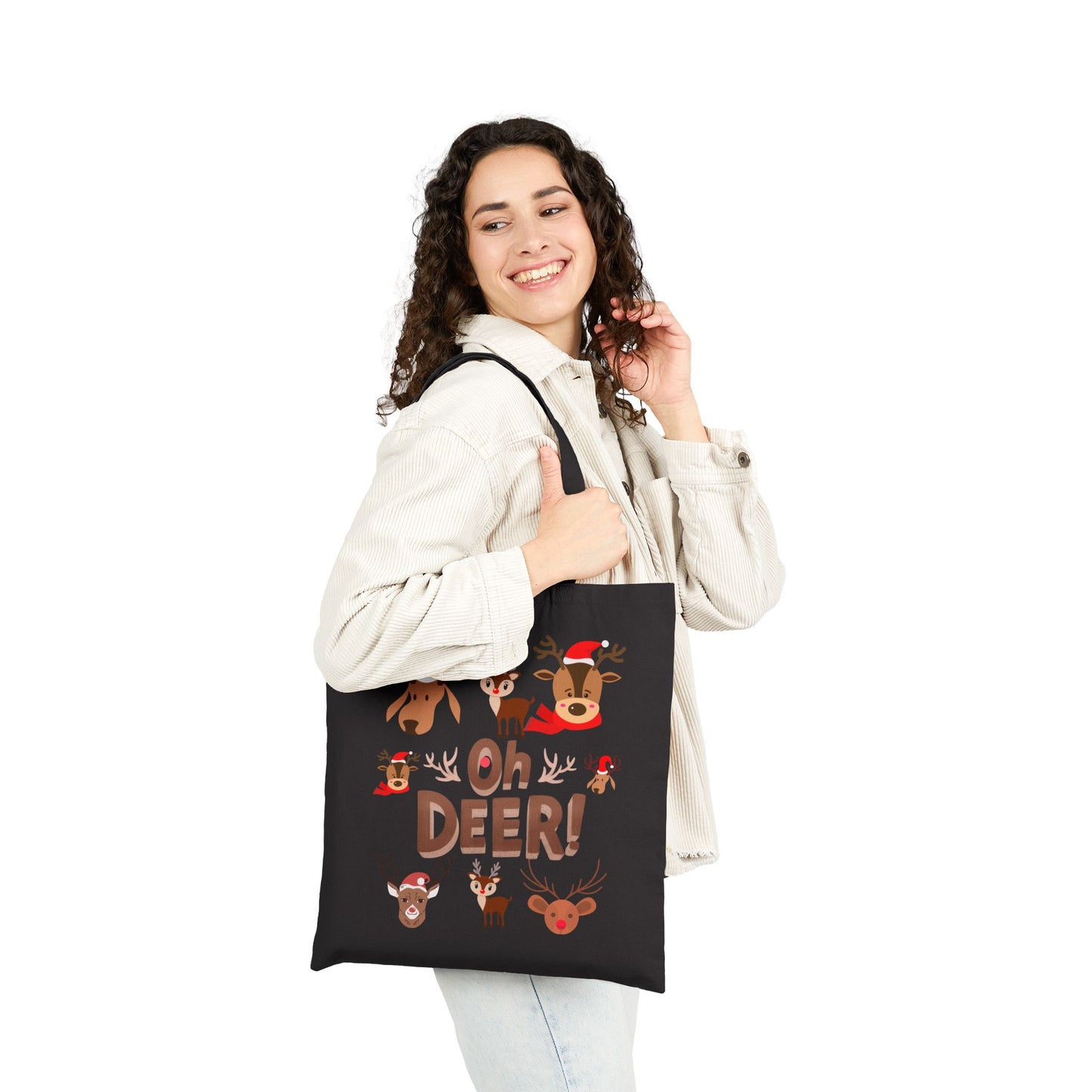 Tote Bag — 'Oh Deer!' Cute Christmas Reindeer Canvas Tote