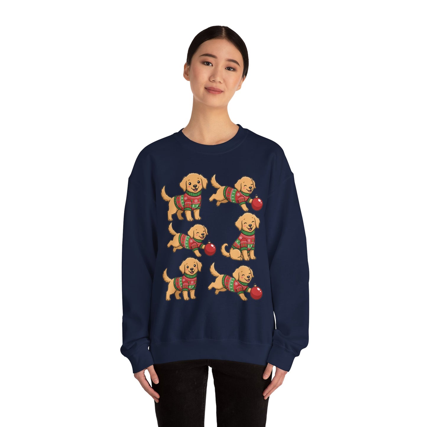 Golden Retriever Holiday Sweatshirt — Cute Puppies in Christmas Sweaters