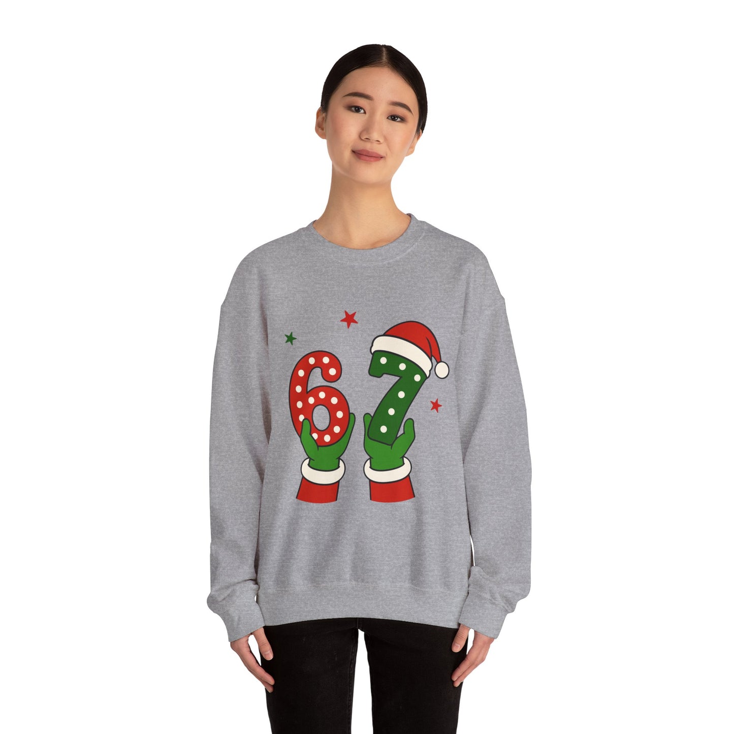 Holiday 67 Christmas Sweatshirt – Festive Santa Hat & Candy Cane Numbers Crewneck