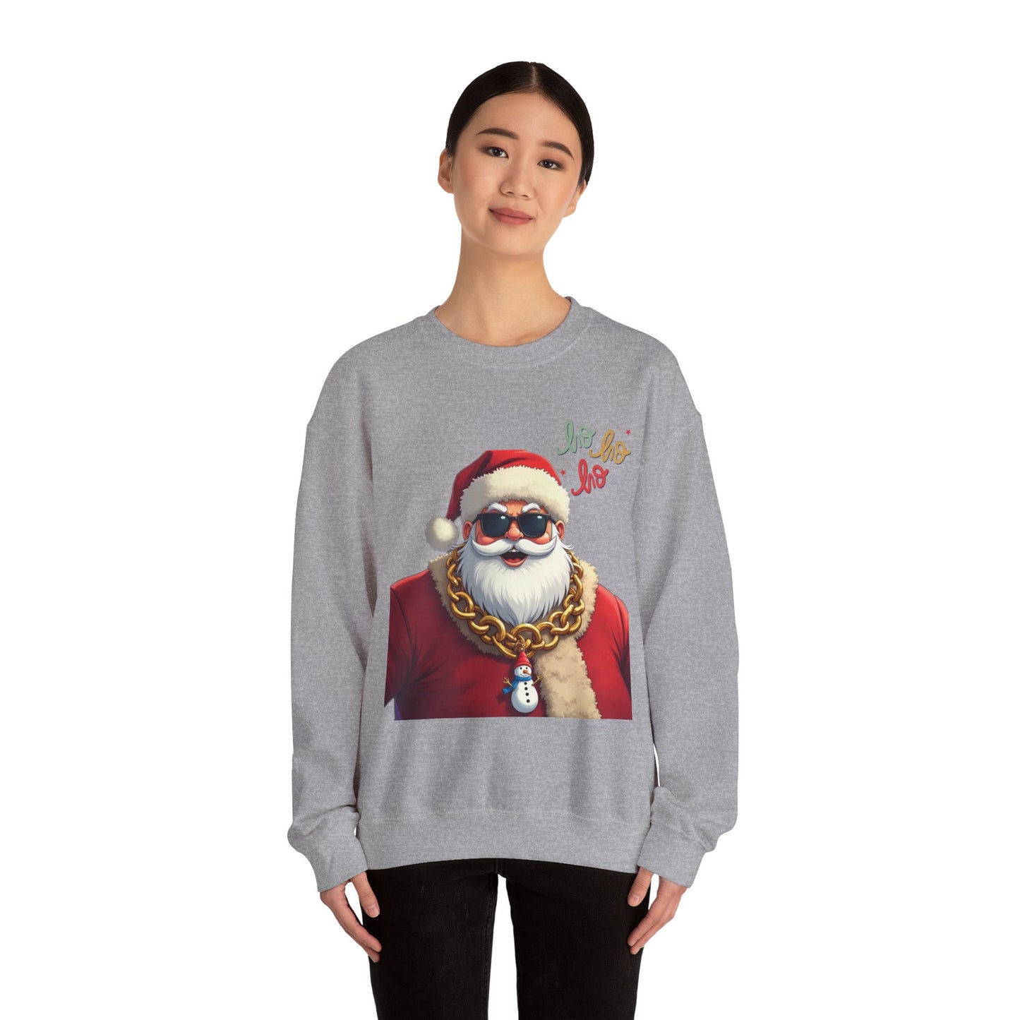 Santa with Gold Chain Crewneck Sweatshirt — Ho Ho Ho Holiday Pullover