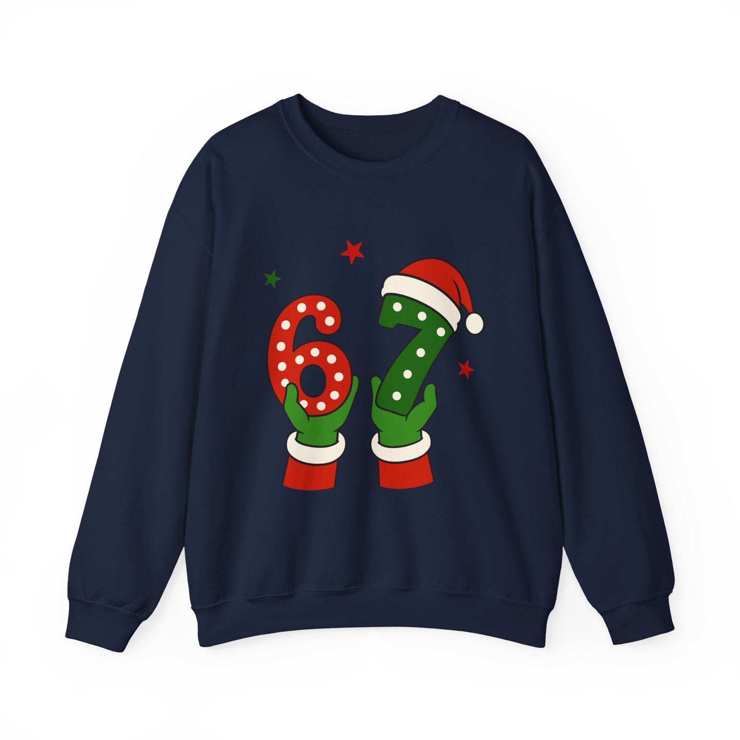 Holiday 67 Christmas Sweatshirt – Festive Santa Hat & Candy Cane Numbers Crewneck