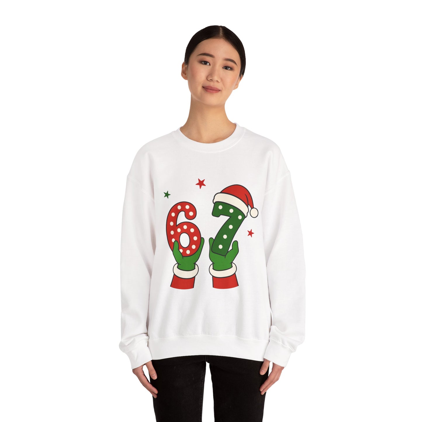 Holiday 67 Christmas Sweatshirt – Festive Santa Hat & Candy Cane Numbers Crewneck