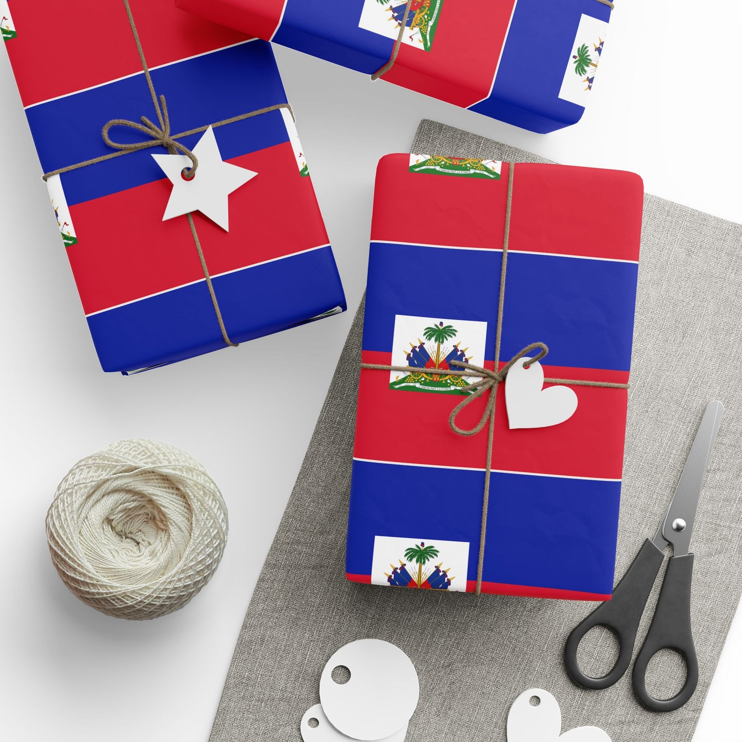 Haiti Flag Stripe Wrapping Paper – Red & Blue Gift Wrap with Haitian Coat of Arms