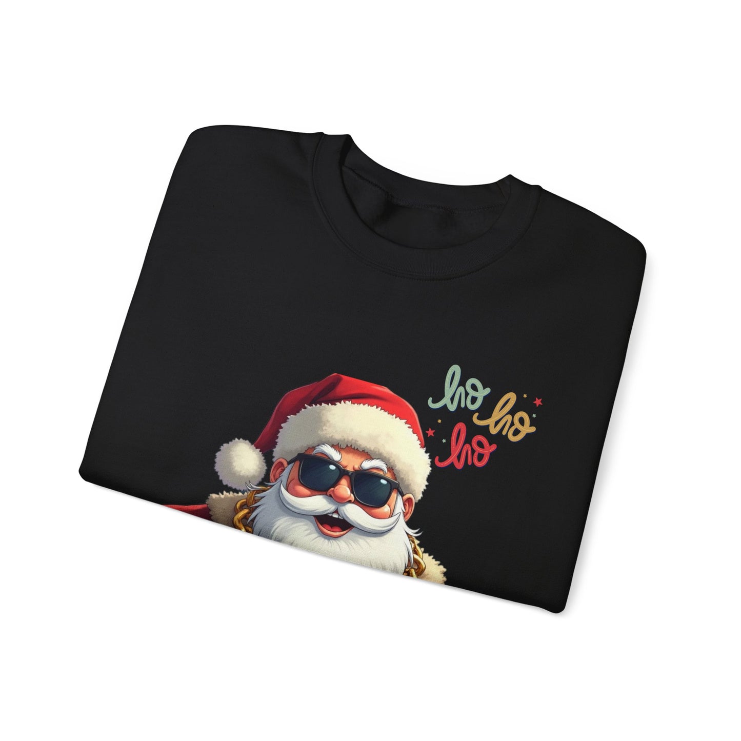 Santa with Gold Chain Crewneck Sweatshirt — Ho Ho Ho Holiday Pullover